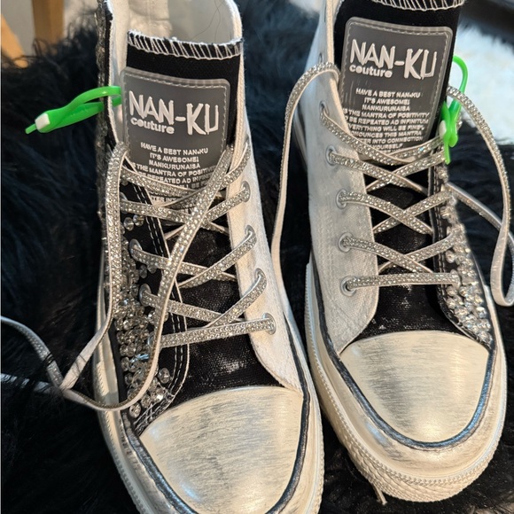 Black and Silver High-Top Sneakers - Picture 8 of 8